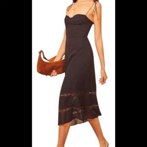 Reformation black midi dress Ronan
